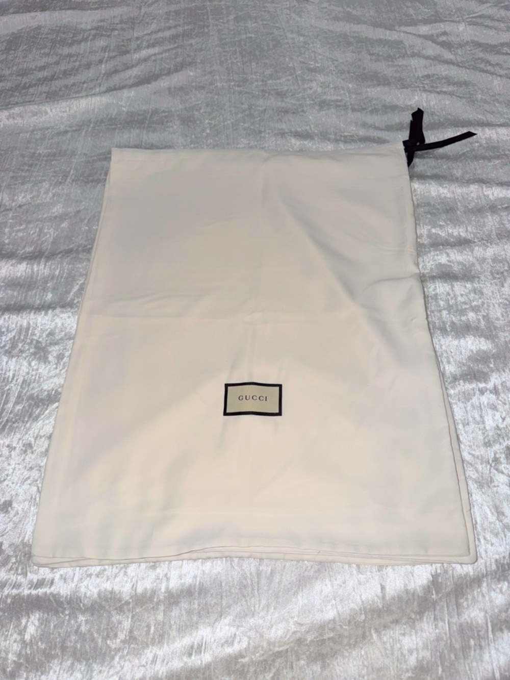 Gucci Cream Drawstring Dust Bag with Black Trim 23X18